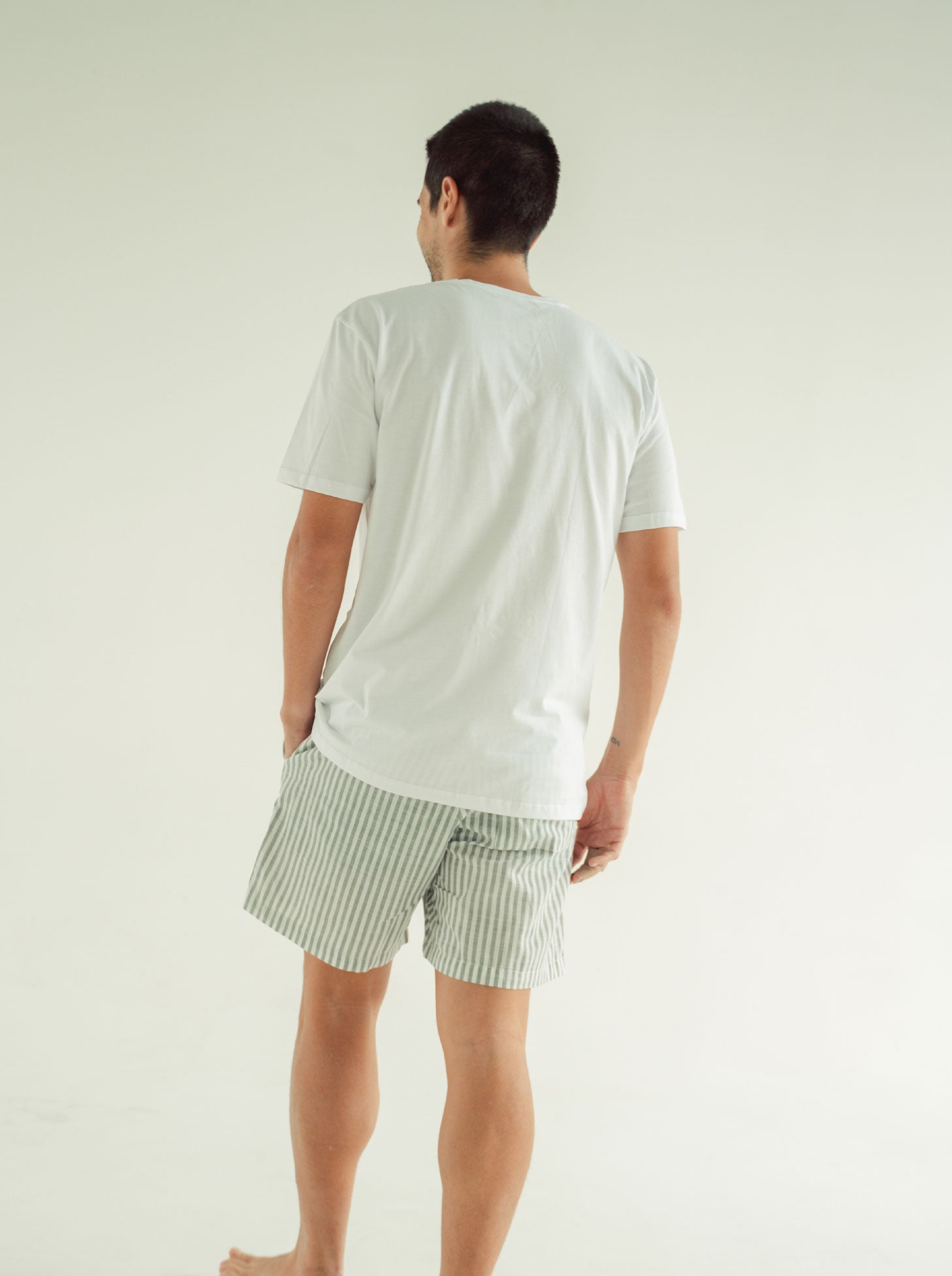 Pijama Pantaloneta Resort Rayas - Militar