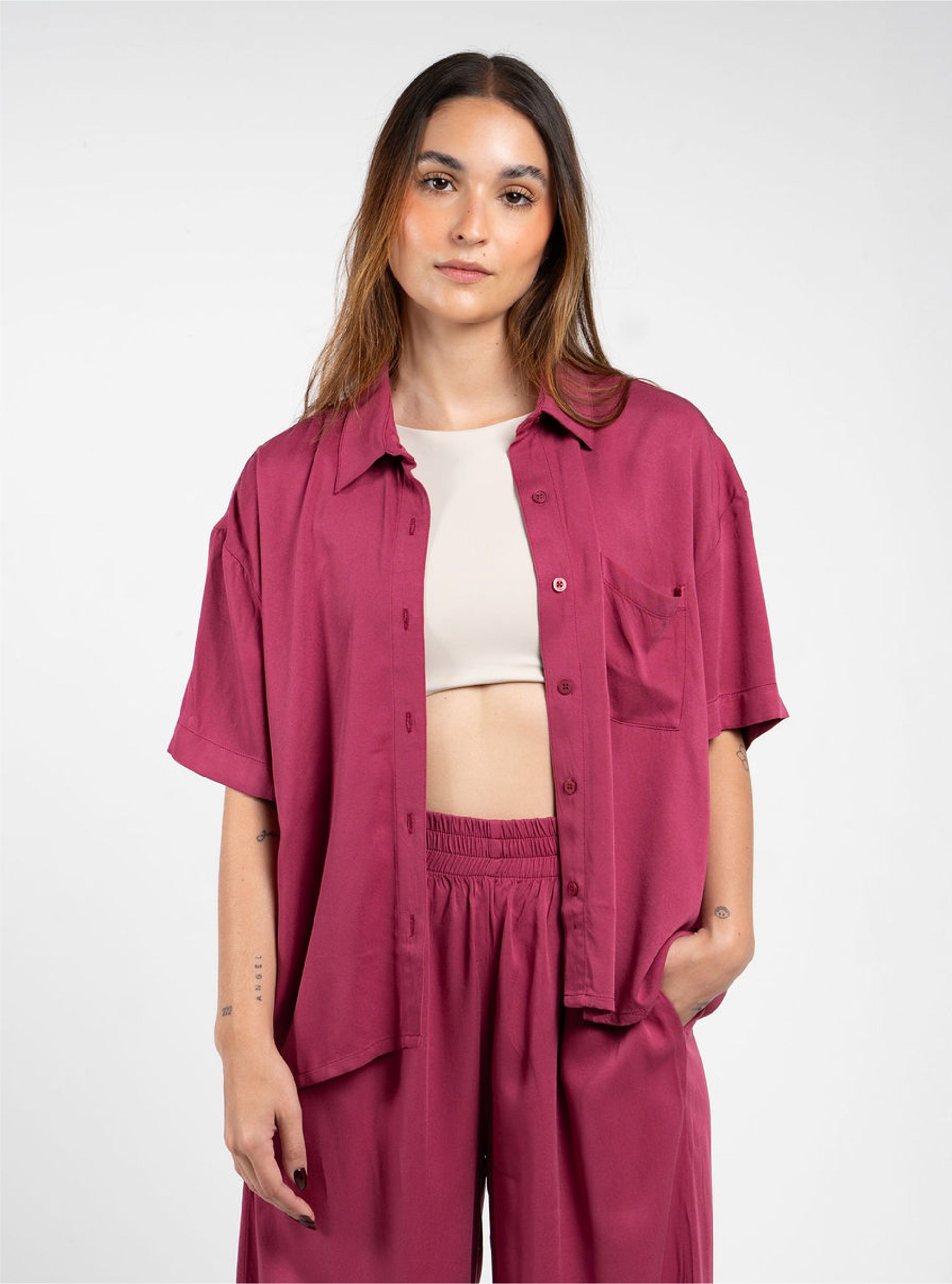 Shirt Breezy Manga Corta - Wine