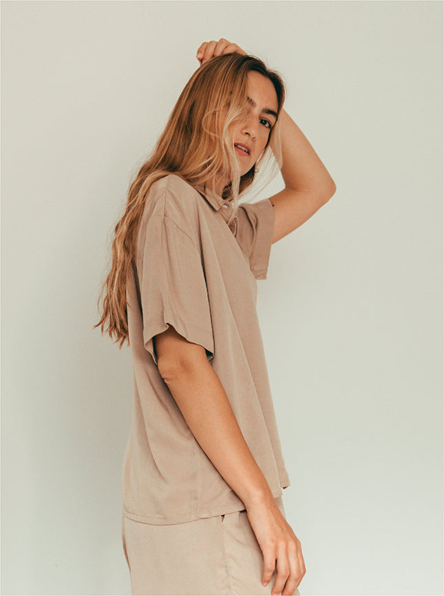 Shirt Breezy Manga Corta - Coffee