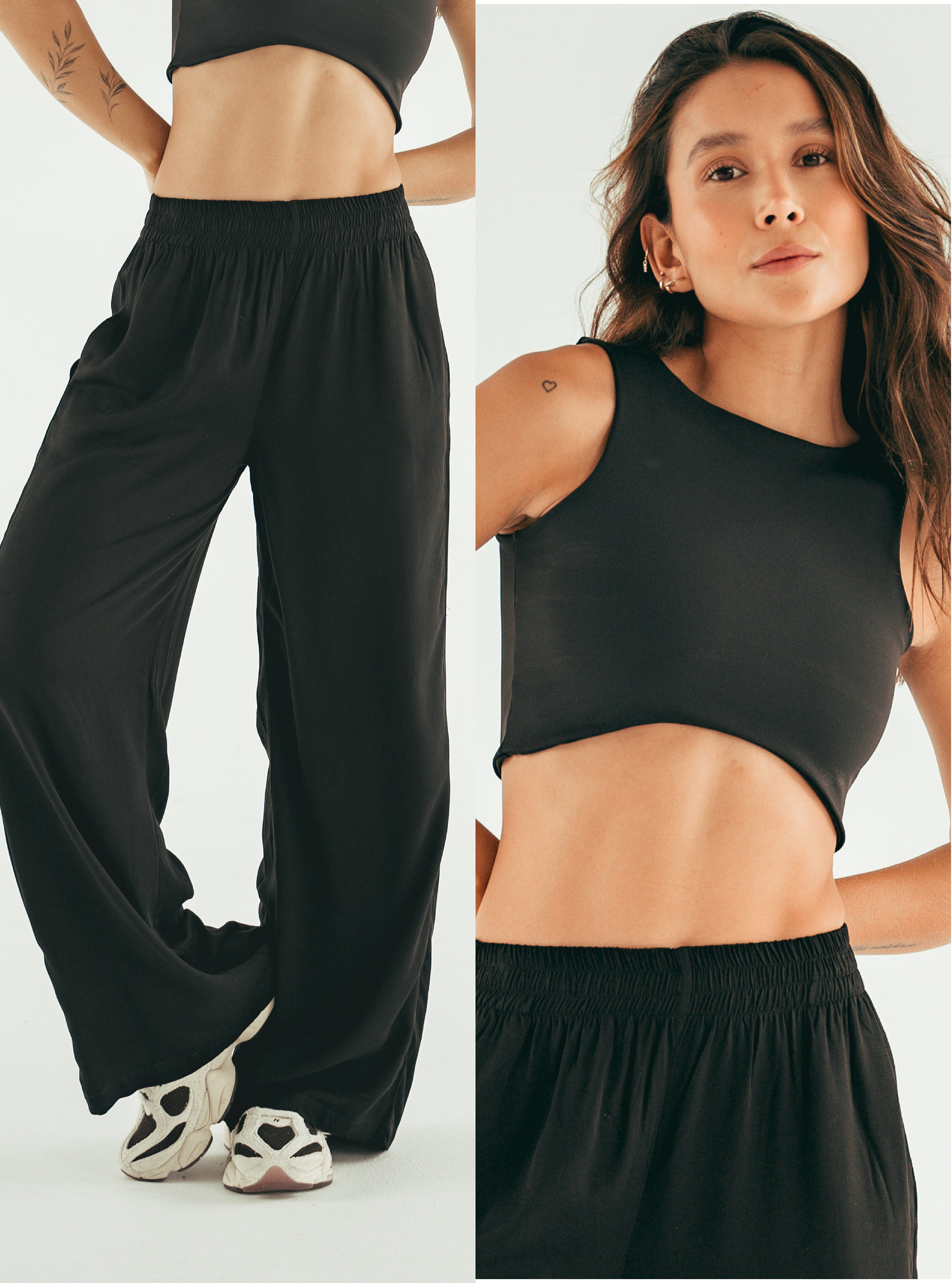 Pack Palazzo Black + Crop Top Soft