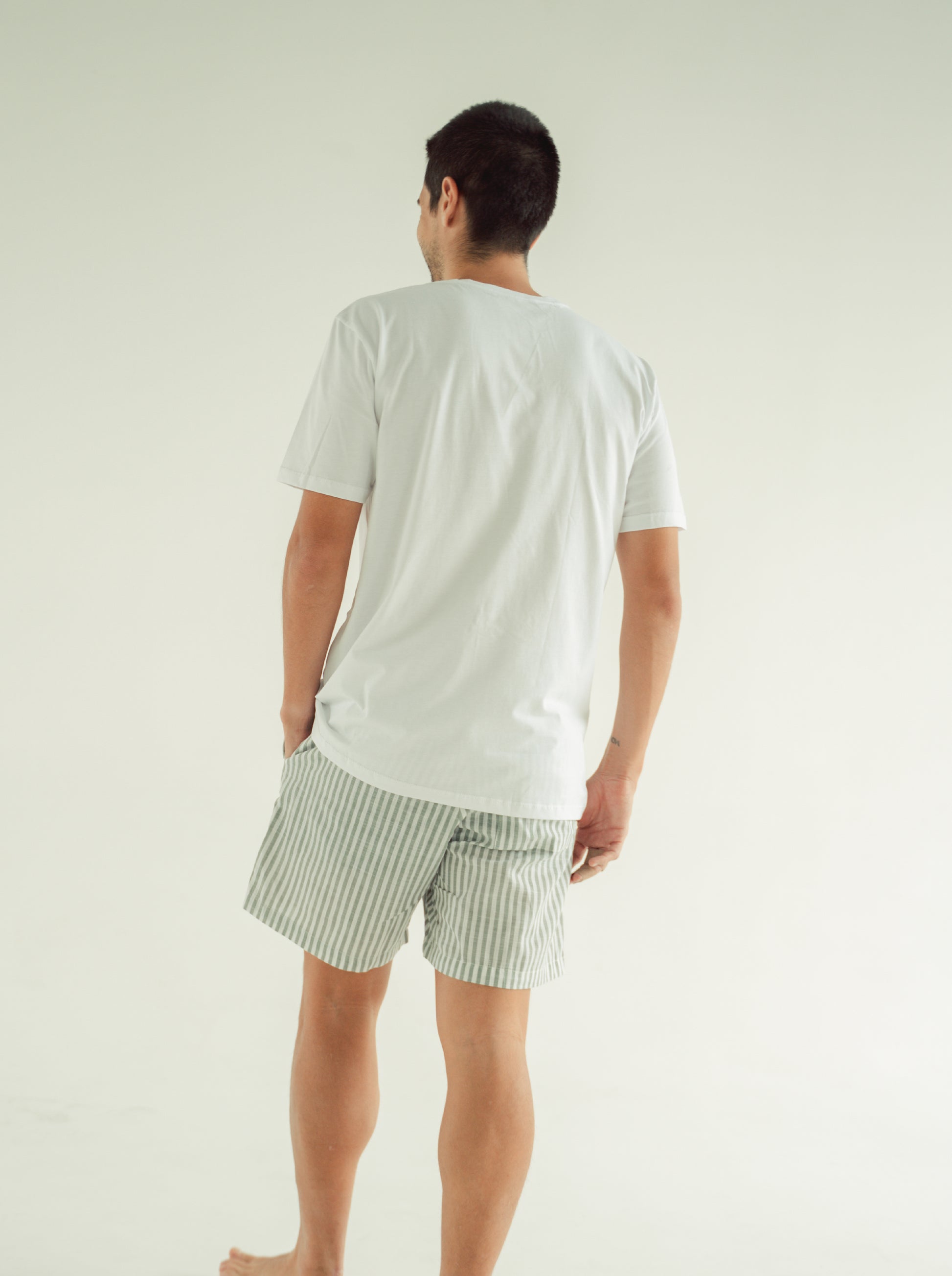 Pijama Pantaloneta Resort Rayas - Militar