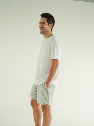 Pijama Pantaloneta Resort Rayas - Militar