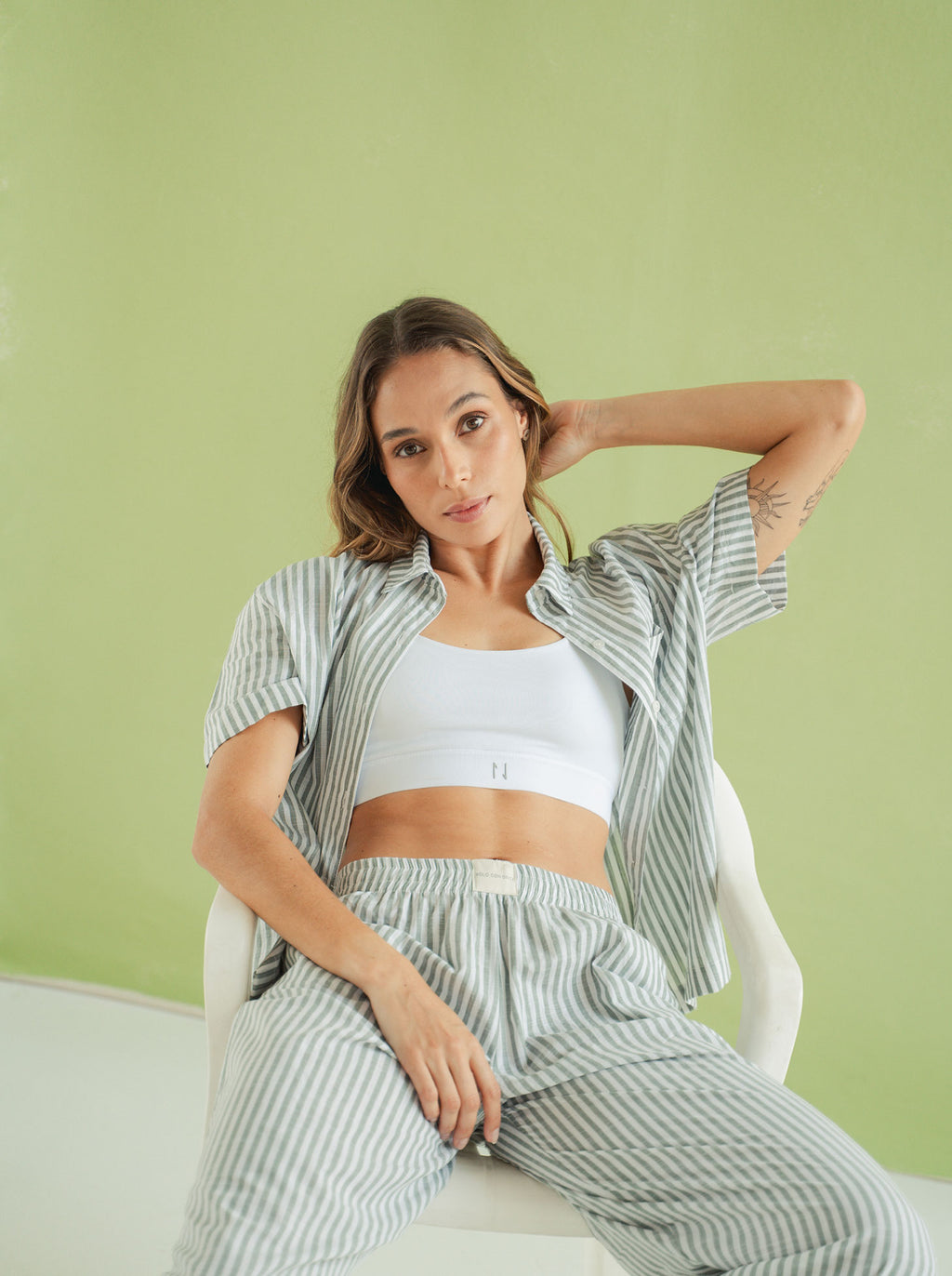 Camisa Resort Rayas Corta - Militar