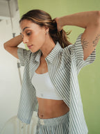 Camisa Resort Rayas Corta - Militar