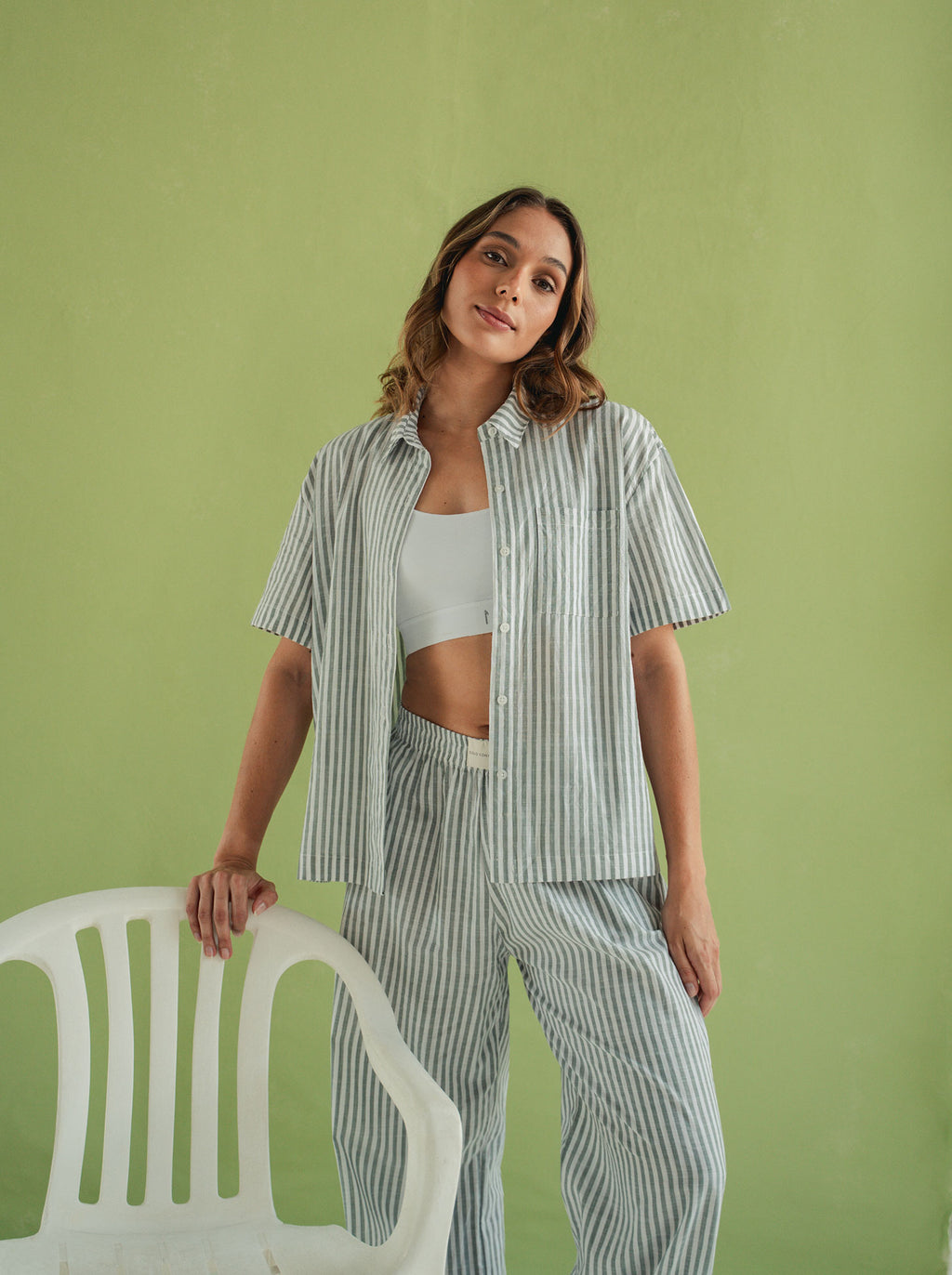 Camisa Resort Rayas Corta - Militar