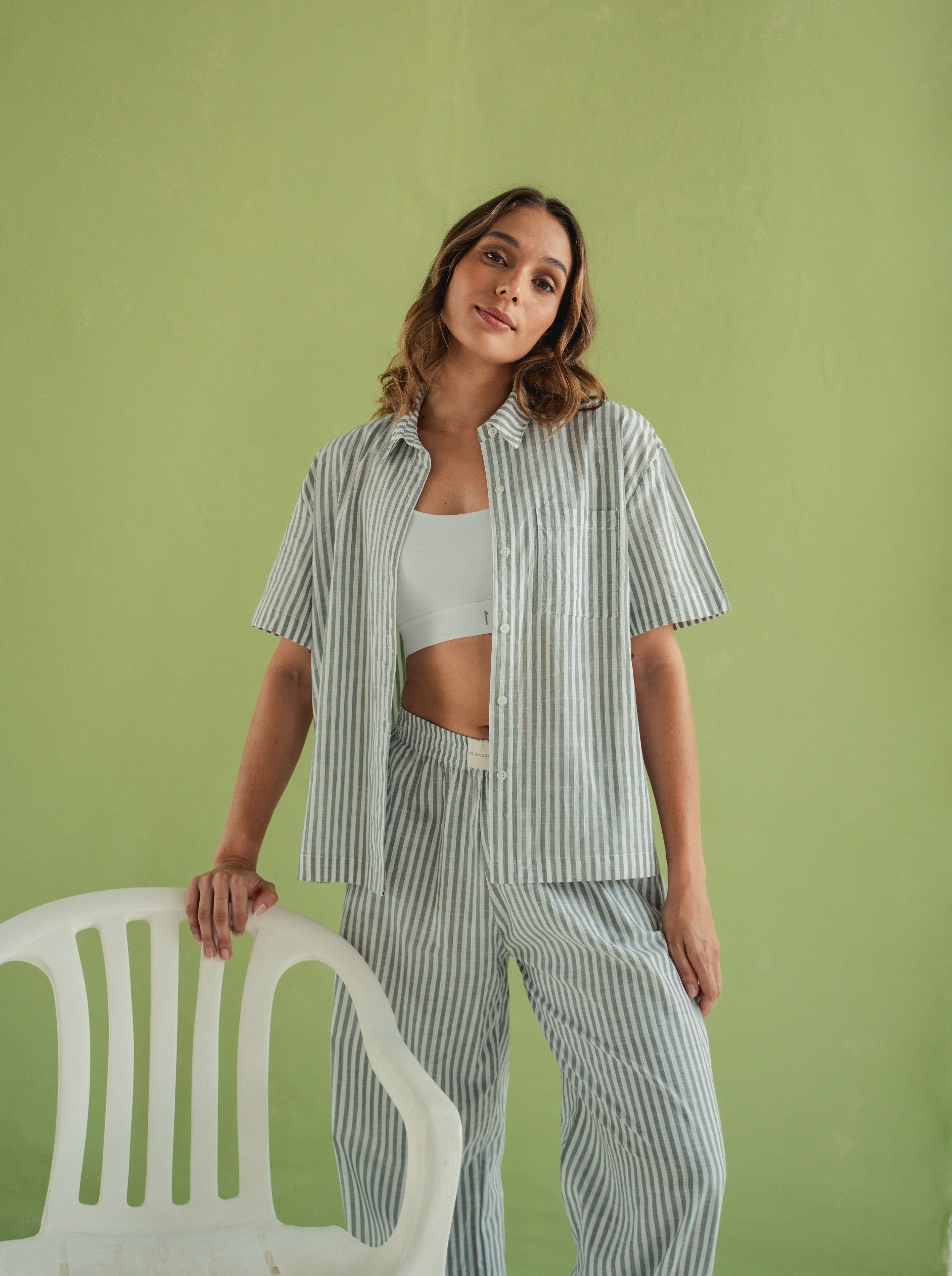 Camisa Resort Rayas Corta - Militar