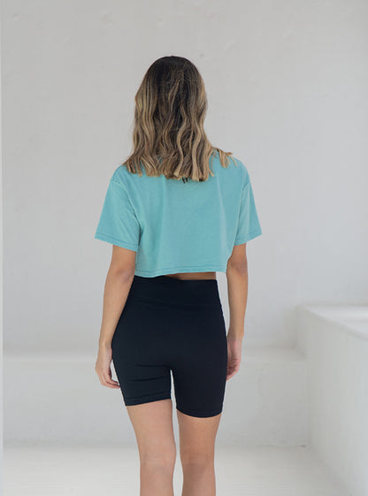 T-shirt Crop Blue Surf