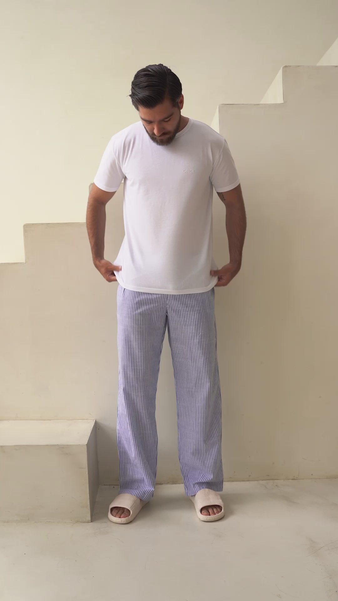 Pijama Pantalon Resort Rayas - Navy