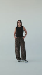 Pantalon Wide Cargo Militar