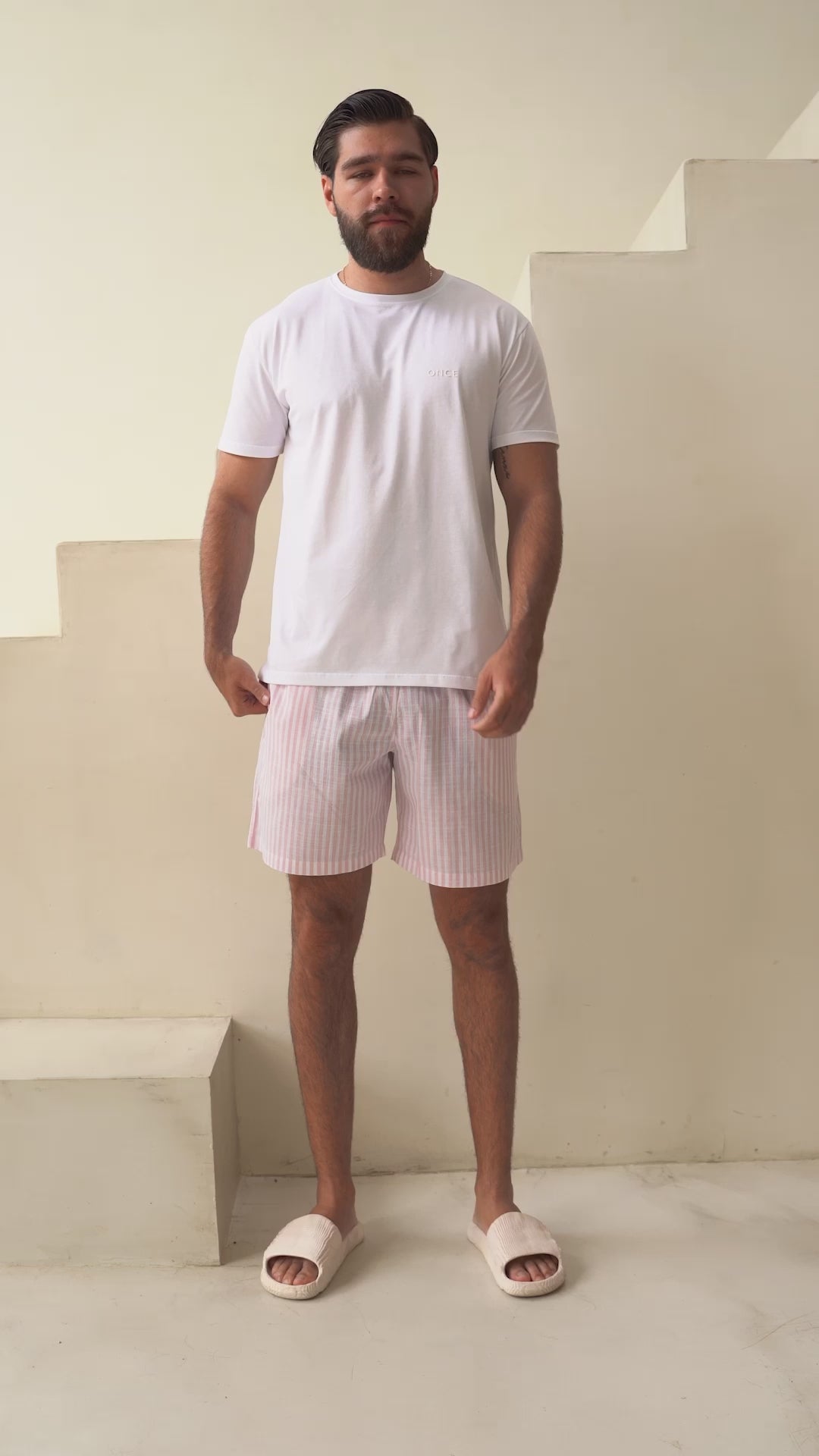 Pijama Pantaloneta Resort Rayas - Rose