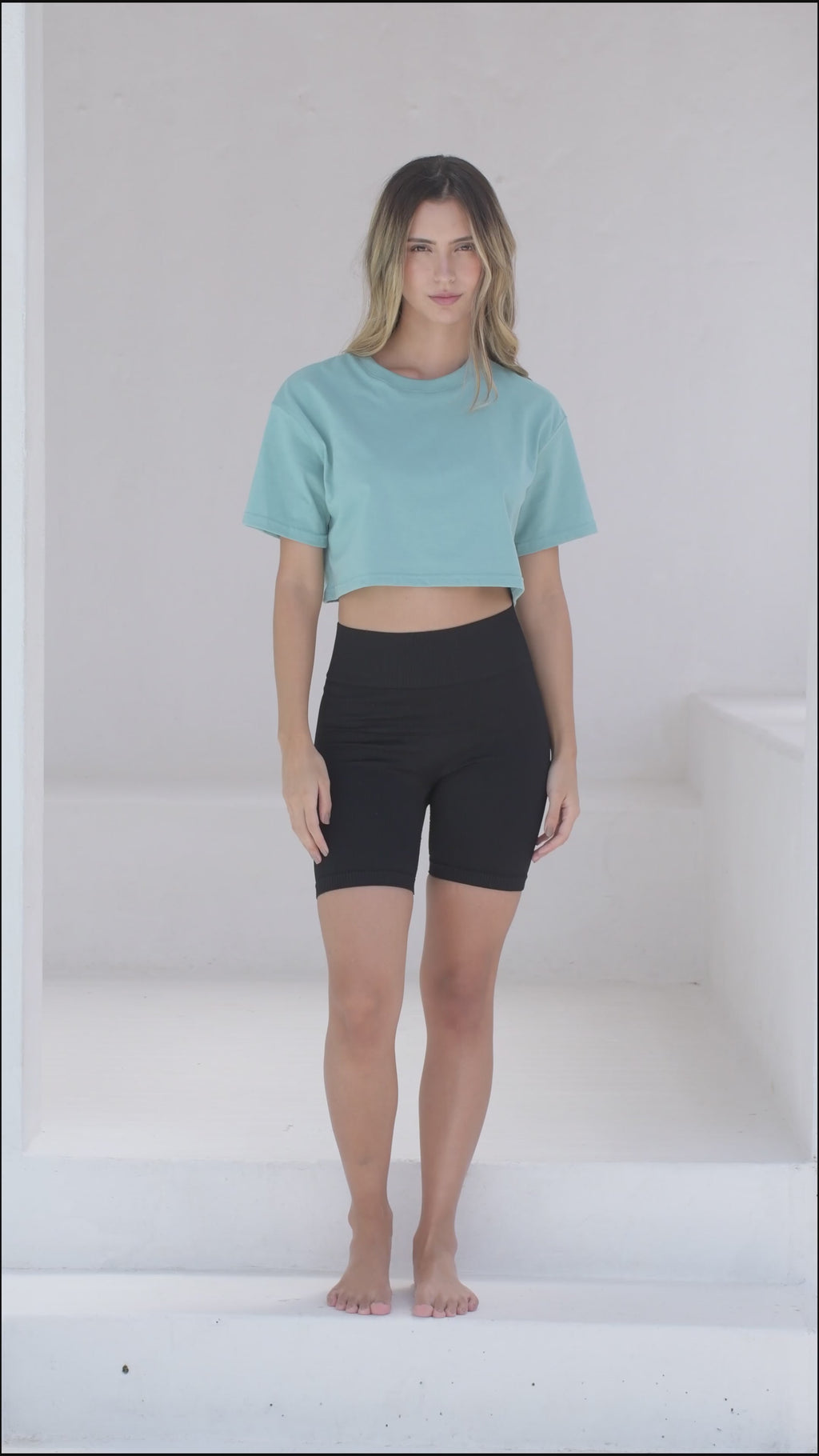 T-shirt Crop Blue Surf